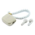 GUESS PEARL STRAP bluetooth fülhallgató SZTEREO (v5.4, TWS, mikrofon, IPX5 vízálló, kézpánt + töltőtok) BÉZS