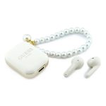GUESS PEARL STRAP bluetooth fülhallgató SZTEREO (v5.4, TWS, mikrofon, IPX5 vízálló, kézpánt + töltőtok) FEHÉR