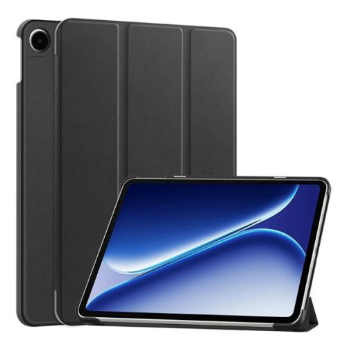 Tok álló, bőr hatású (aktív FLIP, oldalra nyíló, TRIFOLD, asztali tartó) FEKETE