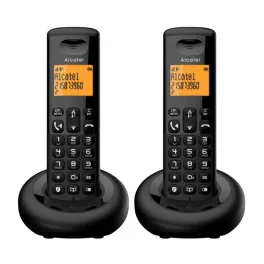   ALCATEL E260 DUO telefon készülék (vezeték nélküli, 1 bázis, 2 kézibeszélő, kijelző, DECT) FEKETE