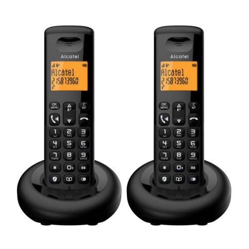 ALCATEL E260 DUO telefon készülék (vezeték nélküli, 1 bázis, 2 kézibeszélő, kijelző, DECT) FEKETE