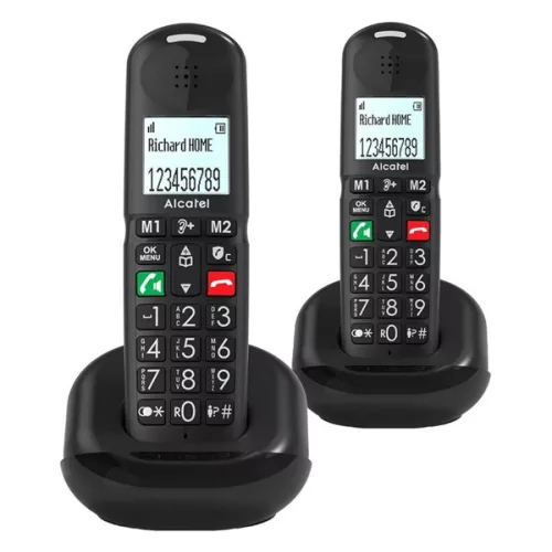 ALCATEL XL685 DUO telefon készülék (vezeték nélküli, 1 bázis, 2 kézibeszélő, kijelző, DECT) FEKETE