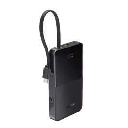   BASEUS ENERFILL FC51 BIPOW 2 vésztöltő Type-C+USB aljzat (10000mAh, 22.5W, PD gyorstöltő, LED + fix Type-C kábel) FEKETE