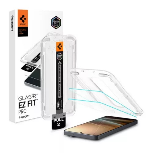 SPIGEN GLASS TR EZ FIT PRO képernyővédő üveg 2db (2.5D, tükröződésmentes, 0.2mm, 9H + segédkeret) ÁTLÁTSZÓ