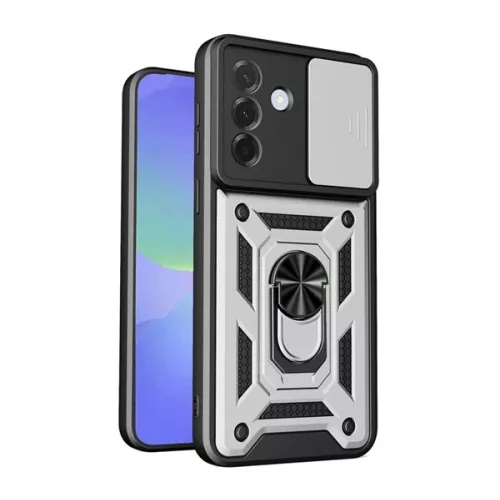 Defender szilikon telefonvédő (ütésállóság, tartógyűrű, kameravédő) EZÜST