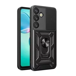   Defender szilikon telefonvédő (ütésállóság, tartógyűrű, kameravédő) FEKETE