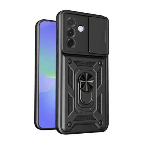 Defender szilikon telefonvédő (ütésállóság, tartógyűrű, kameravédő) FEKETE