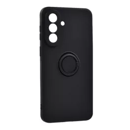   Szilikon telefonvédő (tartógyűrű, mikrofiber plüss belső, mágneses, kameravédő) FEKETE