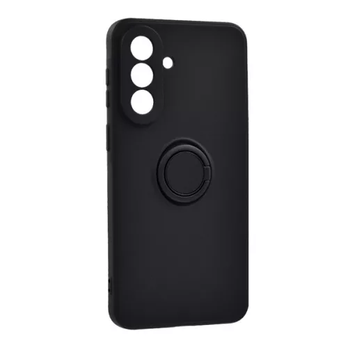 Szilikon telefonvédő (tartógyűrű, mikrofiber plüss belső, mágneses, kameravédő) FEKETE