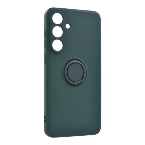 Szilikon telefonvédő (tartógyűrű, mikrofiber plüss belső, mágneses, kameravédő) SÖTÉTZÖLD