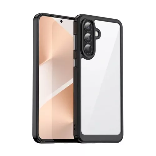 Szilikon telefonvédő (ütésállóság, átlátszó hátlap) FEKETE