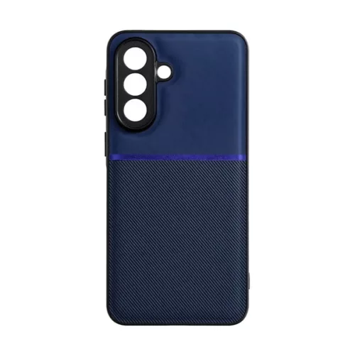 Szilikon telefonvédő (ütésállóság, mágneses, bőr hatású hátlap, csíkos) SÖTÉTKÉK