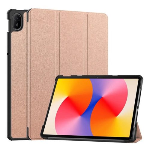 Tok álló, bőr hatású (aktív FLIP, oldalra nyíló, TRIFOLD, asztali tartó) ROZÉARANY