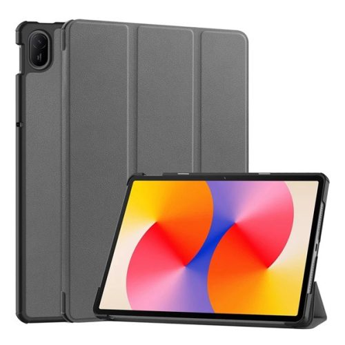 Tok álló, bőr hatású (aktív FLIP, oldalra nyíló, TRIFOLD, asztali tartó) SÖTÉTSZÜRKE