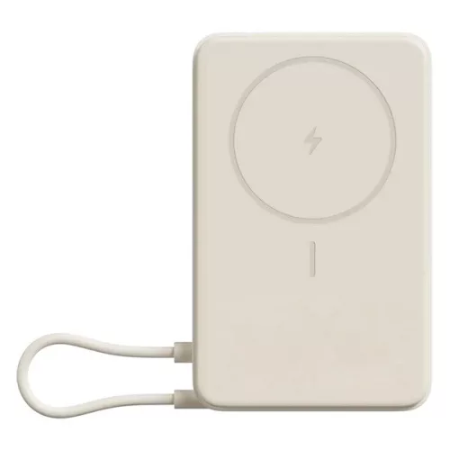 XIAOMI vésztöltő Type-C aljzat (10000mAh, 33W, gyorstöltő, wireless, mágneses, kitámasztó, LED jelzés) BÉZS