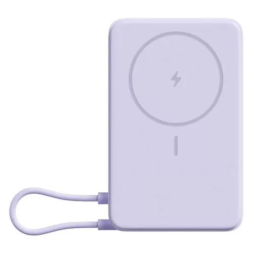 XIAOMI vésztöltő Type-C aljzat (10000mAh, 33W, gyorstöltő, wireless, mágneses, kitámasztó, LED jelzés) LILA