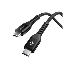   SPIGEN ESSENTIAL EB10010CCA adatkábel (Type-C - Type-C, 100W, PD gyorstöltő, cipőfűző, 100cm) FEKETE