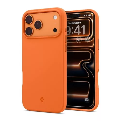 SPIGEN SILICONE FIT MAG szilikon telefonvédő (ütésállóság, MagSafe) NARANCSSÁRGA