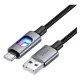 HOCO U144 adatkábel (USB - Type-C, 3A, cipőfűző, LED jelzés, 120cm) FEKETE