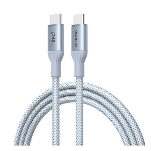 UGREEN L534 adatkábel (Type-C - Type-C, 240W, PD gyorstöltő, cipőfűző, 100cm) EZÜST