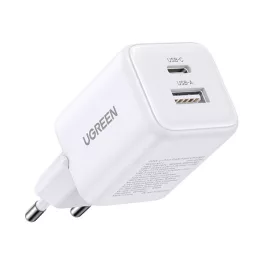   UGREEN X514 hálózati töltő USB+Type-C aljzat (20W, GaN, PD gyorstöltő) FEHÉR