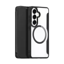   DUX DUCIS SKIN X PRO tok álló, bőr hatású (FLIP, oldalra nyíló, RFID, MagSafe) FEKETE
