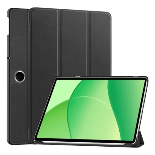 Tok álló, bőr hatású (aktív FLIP, oldalra nyíló, TRIFOLD, asztali tartó) FEKETE