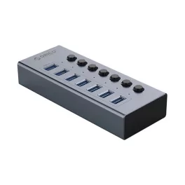   ORICO BT2U3-7AB Type-C HUB 7in1 (elosztó, 7 USB aljzat, 2A, 100cm) VILÁGOSSZÜRKE