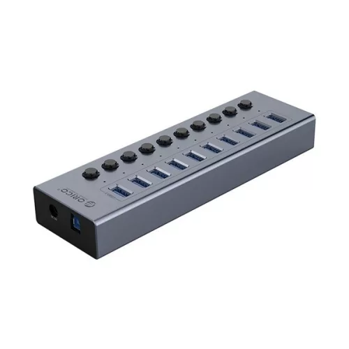 ORICO BT2U3-10AB Type-C HUB 10in1 (elosztó, 10 USB aljzat, 4A, 100cm) VILÁGOSSZÜRKE