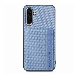   Szilikon telefonvédő (ütésállóság, bőr hatású hátlap, mágneses, kitámasztó, kártyatartó, RFID, karbon minta) SÖTÉTKÉK
