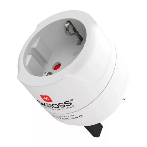 SKROSS utazó adapter (250V/7A, EU2 pin - UK, földelt) FEHÉR