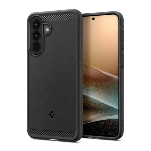 SPIGEN RUGGED ARMOR szilikon telefonvédő (ütésállóság, légpárnás sarok, karbon minta) FEKETE