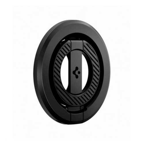 SPIGEN tartógyűrű (mágneses, telefon tartó, kitámasztó, MagSafe, karbon minta) FEKETE