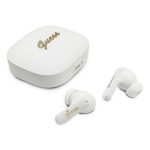 GUESS SCRIPT METAL LOGO bluetooth fülhallgató SZTEREO (v5.4, TWS, mikrofon, fordító funkicó + töltőtok) FEHÉR