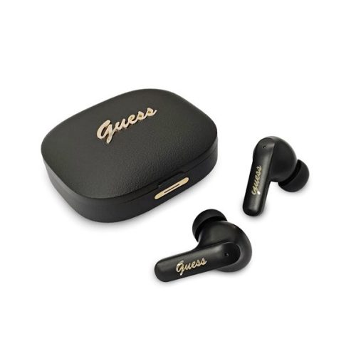 GUESS SCRIPT METAL LOGO bluetooth fülhallgató SZTEREO (v5.4, TWS, mikrofon, fordító funkicó + töltőtok) FEKETE