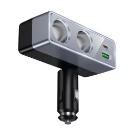   HOCO Z65B szivargyújtó adapter (elosztó, 2 szivargyújtó+USB+Type-C aljzat, 240W, PD gyorstöltés 3.0) FEKETE