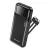 AWEI PA-91 vésztöltő USB+2 Type-C aljzat (10000mAh, 22.5W, gyorstöltő + fix USB/Type-C/lightning kábel) FEKETE