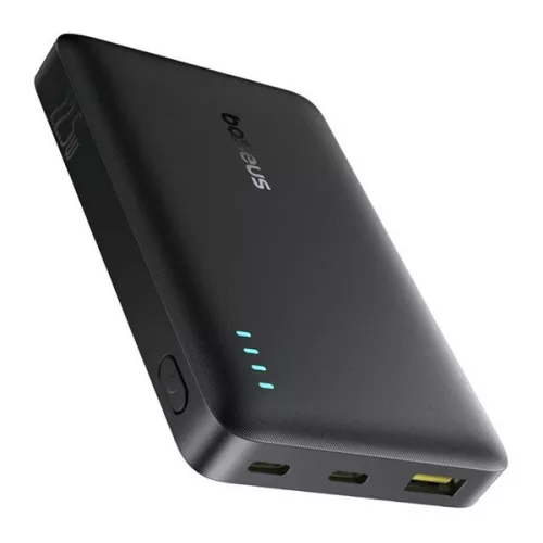 BASEUS ENERFILL FP21 vésztöltő 2 Type-C+USB aljzat (10000mAh, 22.5W, PD gyorstöltő, LED jelzés) FEKETE