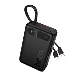   HOCO J171A vésztöltő 2 USB+Type-C aljzat (20000mAh, 22.5W, PD gyorstöltő + fix Type-C/lightning kábel) FEKETE