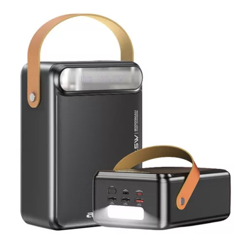 AWEI P102K vésztöltő 3 USB+2 Type-C aljzat (80000mAh, 22.5W, PD gyorstöltő, LED kijelző, LED lámpa) FEKETE