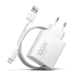   XIAOMI hálózati töltő USB aljzat (100W, PD gyorstöltő + Type-C kábel) FEHÉR