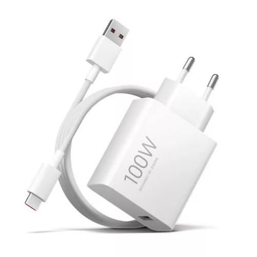 XIAOMI hálózati töltő USB aljzat (100W, PD gyorstöltő + Type-C kábel) FEHÉR
