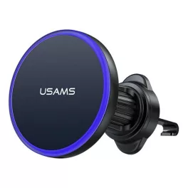   USAMS CD277 autós tartó (szellőzőre, 360°, mágneses, 15W, wireless) FEKETE
