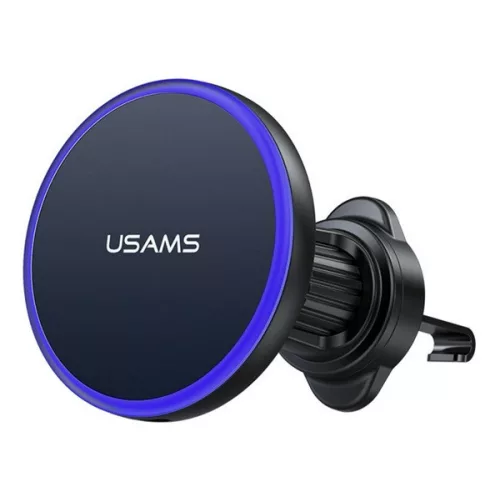 USAMS CD277 autós tartó (szellőzőre, 360°, mágneses, 15W, wireless) FEKETE