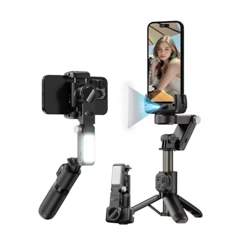 DEVIA Q19 szelfibot (univerzális, tripod állvány, automata arckövetés, bluetooth távkioldó, 6.7" méretig) FEKETE
