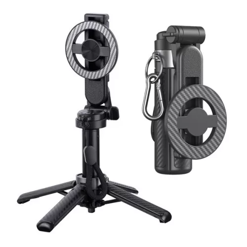 XO SS25 PRO szelfibot (univerzális, 360°, tripod állvány, állítható, bluetooth távkioldó, 64cm, mágneses) FEKETE