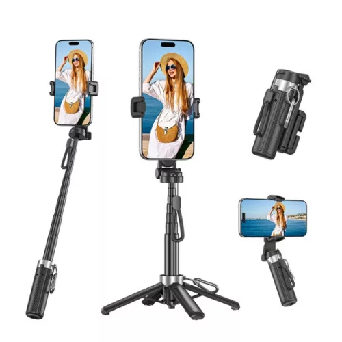 XO SS29 szelfibot (univerzális, 360°, tripod állvány, állítható, bluetooth távkioldó, 64cm, 4.7-6.9" méret) FEKETE