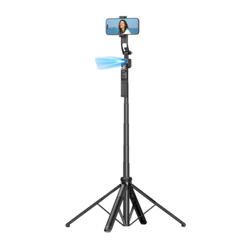 DEVIA ES086C17 szelfibot (univerzális, 360°, tripod állvány, állítható, bluetooth távkioldó, 70cm, 6.7" méretig) FEKETE