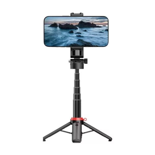 DEVIA PRO2 szelfibot (univerzális, 360°, tripod állvány, állítható, bluetooth távkioldó, 64cm, 4.7-6.7" méret) FEKETE
