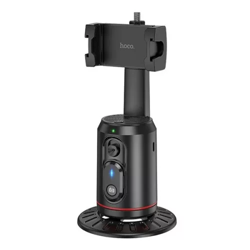 HOCO K23 asztali tartó (tripod állvány, 360°, automata arckövetés, bluetooth távkioldó, 4.5 - 7" méret) FEKETE